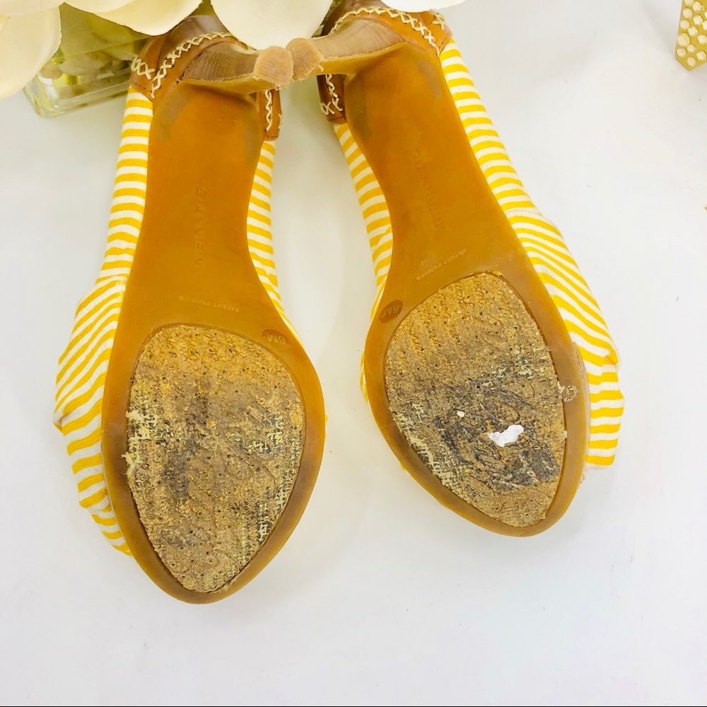 Gianni Bini Striped Peep Toe Pumps Heels - Picture 7 of 7